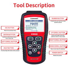 Učitaj sliku u galeriji, Ekran KONNWEI KW808 prikazuje greške i parametre u vožnji