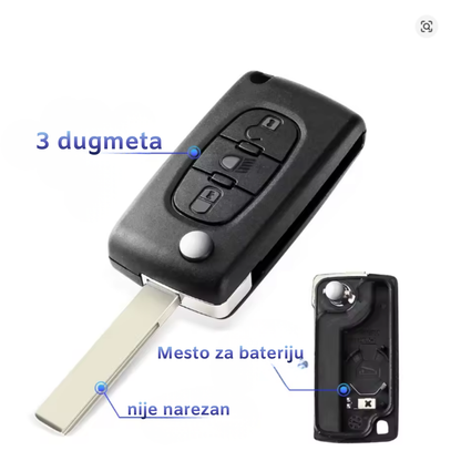 Kućište ključa PEŽO skakavac (SVETLO) tri tastera sa držačem bat.