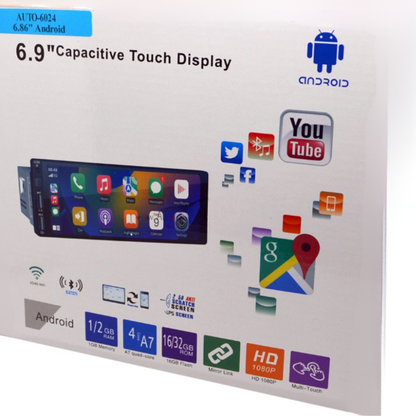 Multimedija 1DIN 6.9" Android 15 CarPlay GPS 4GB 32GB