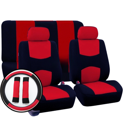 Set presvlake za Sedišta Univerzalne + Obloga Volana  - Crno Crvena