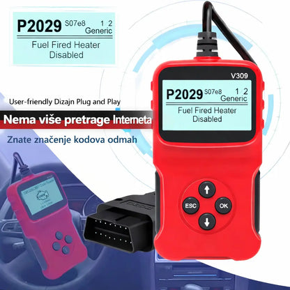 V309 OBD2 dijagnostika – ekran sa greškama
