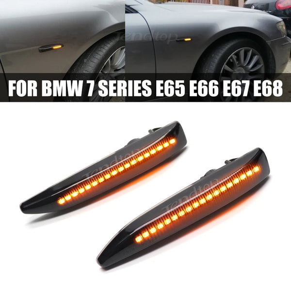 LED dinamički migavci BMW E65/E66 zatamnjeni – pogled