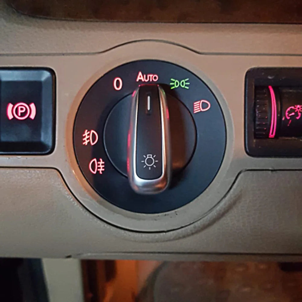 chrome headlight switch – vw jetta/tiguan/touran/caddy – detalj