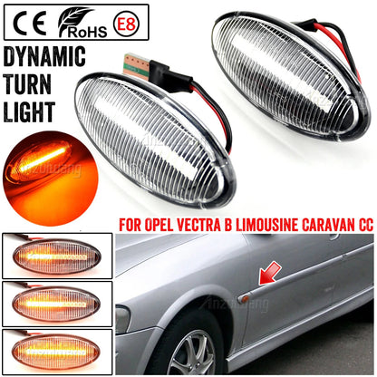 LED dinamički migavci Opel Vectra B providni – pogled spreda