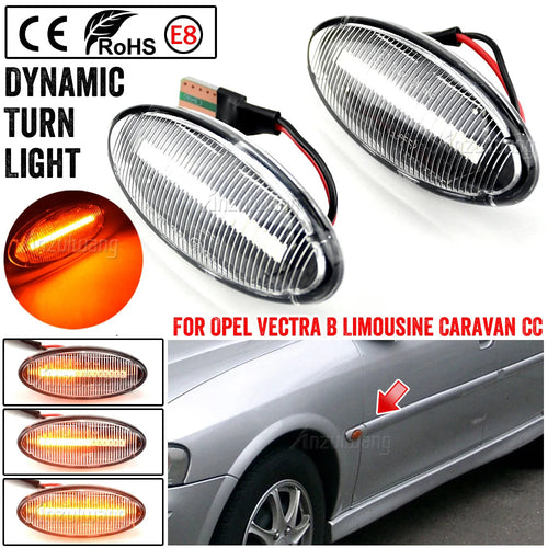 LED dinamički migavci Opel Vectra B providni – pogled spreda